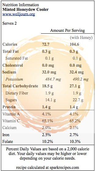 Minted Honeydew Cooler_Nutrition Information Minted Honeydew Cooler_Nutrition Information
